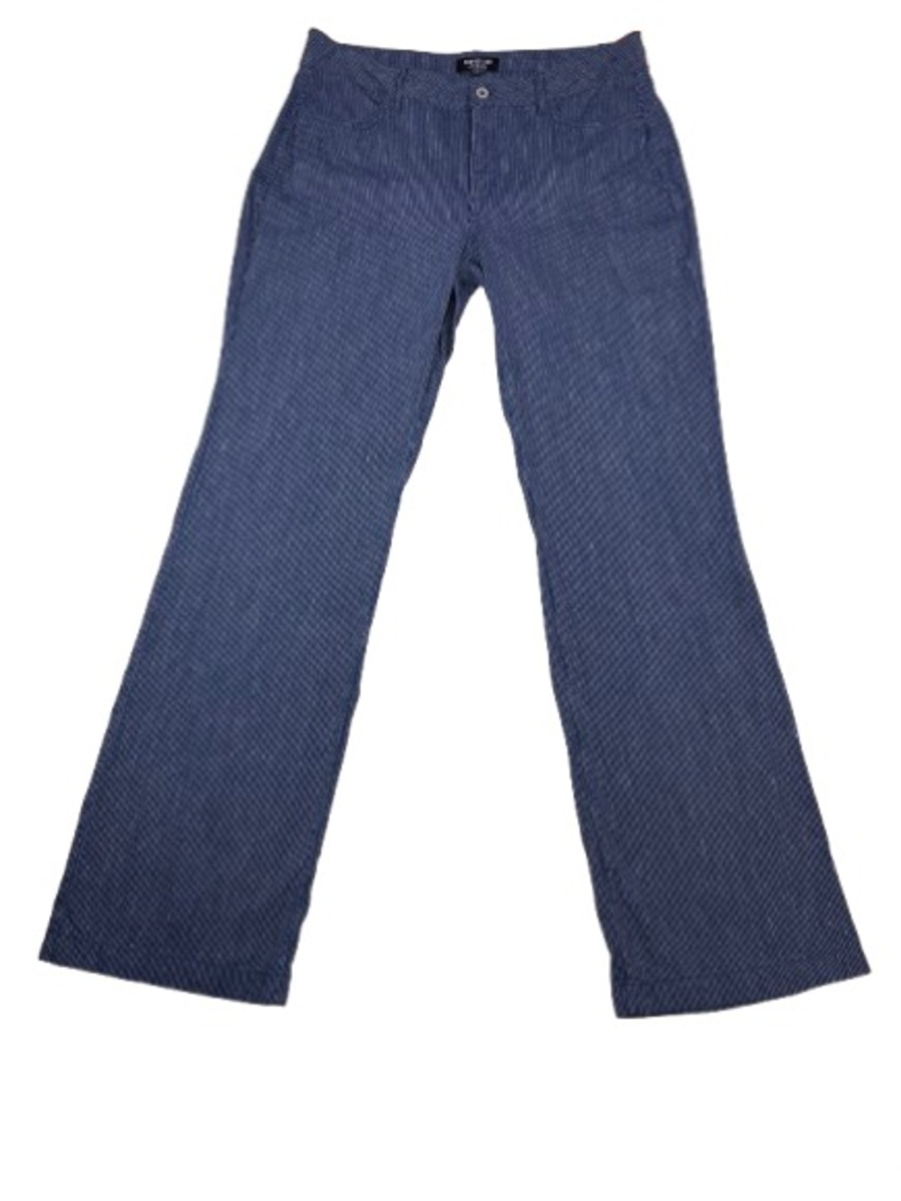Curves 360 by NYDJ Sz 6 Wide Leg Linen Blend Blue Pin-Stripe Pants